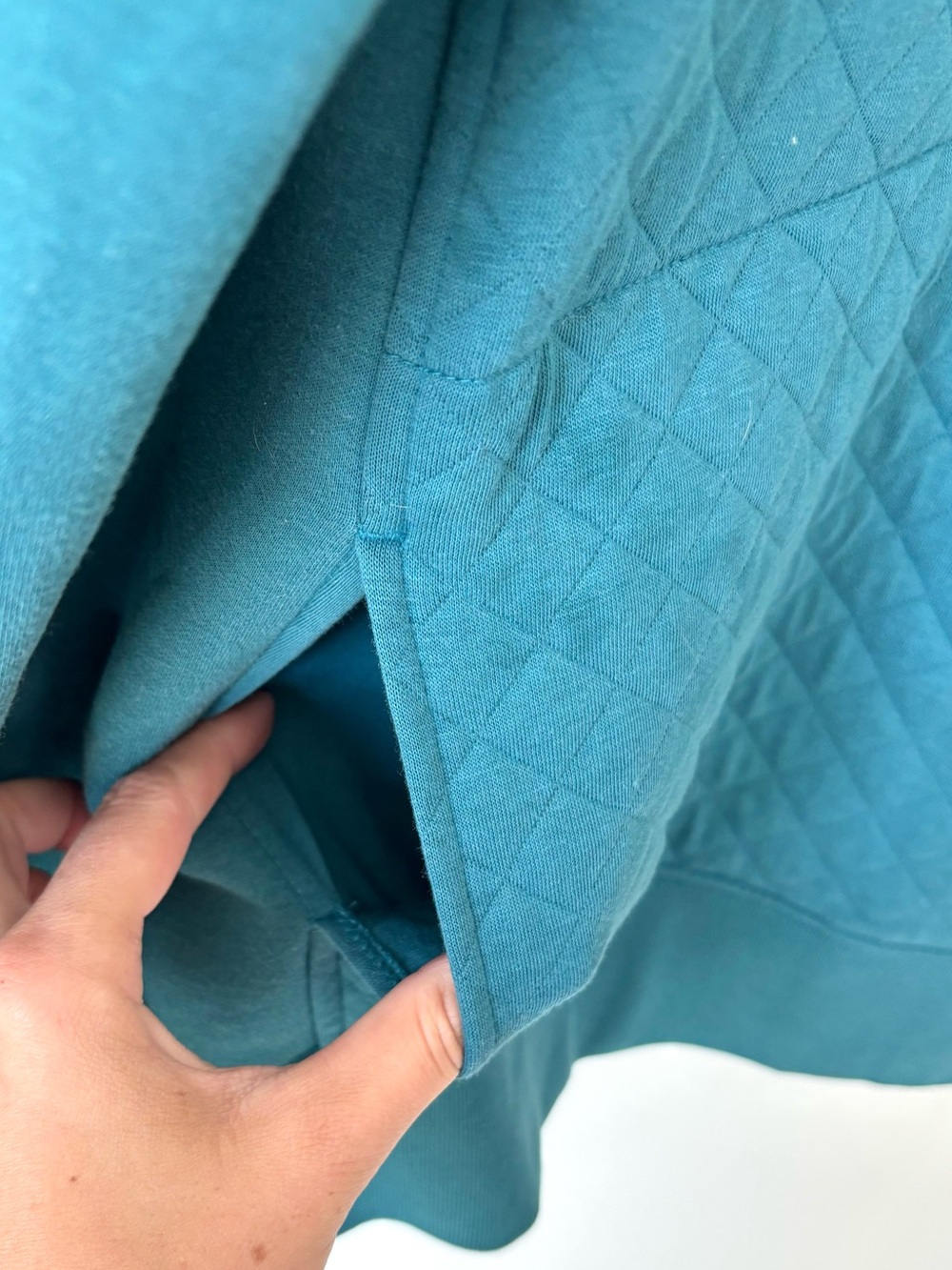 L.L.Bean Diamond Quilted 1/4-zip Pullover Teal Blue Outdoor Athleisure Travel - Picture 6 of 11